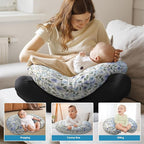 Nursing Pillow, Breastfeeding Pillow with Removable Cover, Ergonomic Breast Feeding Pillow, Baby Feeding Support Cushion for Mom Easier Breastfeeding- Original Size/Leaves