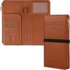 Travel Passport Wallet, RFID Blocking Passport Holder with Zipper, Passport Cover for Women Men, PU Leather Travel Document Organizer with Card Slots, Gift for Family Friends, Brown