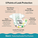 The Honest Company Clean Conscious Diapers for Delicate Skin | Up to 100% Leakproof | Hypoallergenic, Fragrance Free | Gender Neutral | Club Box, Size 2 (12-18 lbs), 72 Count (Prints May Vary)