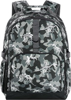 Choco Mocha Backpack for Boys, Elementary School Backpack for Boys Ages 6-8 Kids Kindergarten Backpack Bookbag 17 Inch with Chest Strap, Camo