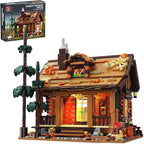 Wood Cabin Building Blocks Set with LED Lights, Autumn House Building Toys, Log Cabin Construction Kits, Stem Forest Treehouse Model, Birthday Gift for Adults and Boys Age 8-12(1969Pcs)