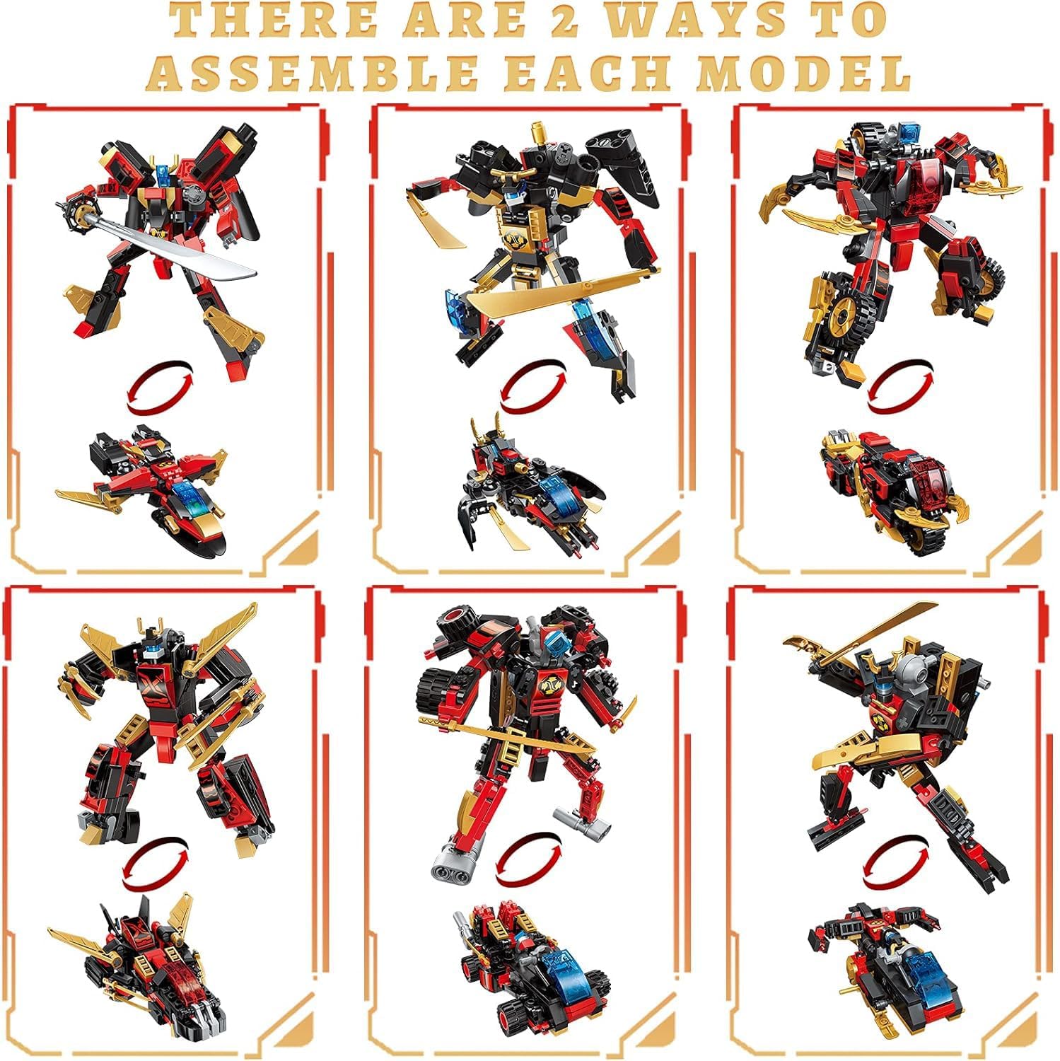 QLT QIAOLETONG 12 in 1 Transforming Mecha Robot Building Set,Mech Model Building Kit, 542 PCS Compatible with Lego Ninja Mech Warrior Cool Robots Toys Gift for Adults and Kids Boys 6 7 8 10+