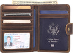 Polare Luxury RFID Blocking Leather Passport Holder Travel Wallet For Men and Women (Dark Brown(Snap Version))
