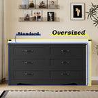 6-Drawer Dresser for Bedroom, Modern Wooden Chest of Drawers with Metal Handles, Anti-Tipping Design, Sturdy and Stable Storage Organizer for Living Room, Entryway, Home Office