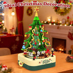 SpringFlower 594 PCS Christmas Tree Building Block Set, Rotating Music Box Christmas Building Block Tree for Boys Girls Adults, Xmas Gifts Decorations for Kids Adults Teens,Green