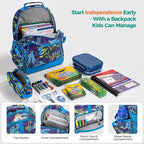 Choco Mocha Tie-Dye Backpack for Boys, Elementary School Backpack for Boys Ages 6-8 Kids Kindergarten Backpack Bookbag 17 Inch with Chest Strap, Blue Black