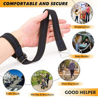 Baby Stroller Wheelchair Safety Wrist Strap or Large Dog Leash, Second Layer Security for Retractable Dog Leash, Black with Blue Stitching