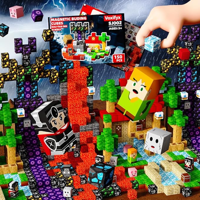 150Pcs Magnetic Building Blocks Set, Kids Sensory Toy for Toddlers STEM Learning, Construction Magnet Blocks Stacking Toy for Kids