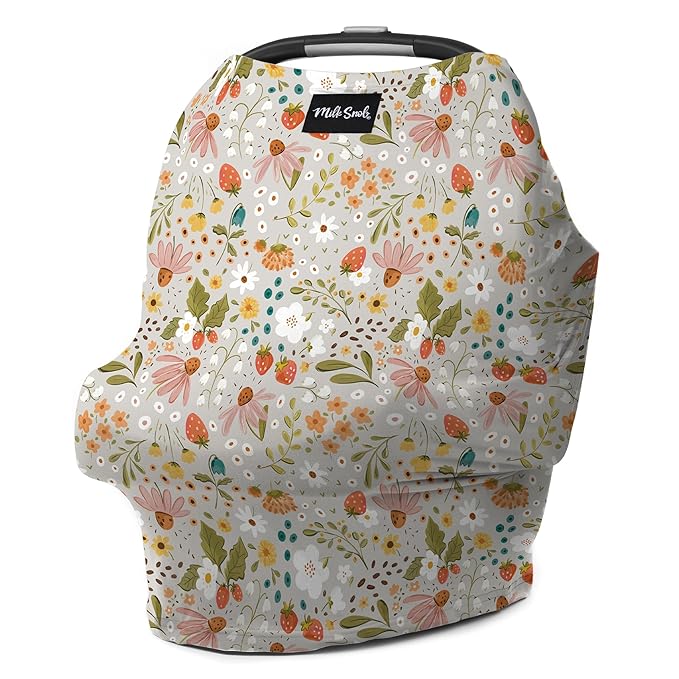Milk Snob Original 5-in-1 Cover - Nursing Cover for Breastfeeding - Baby Carseat Canopy & Stroller - Essential All-in-One Design - Gift for Mom, Baby (Strawberry Fields)