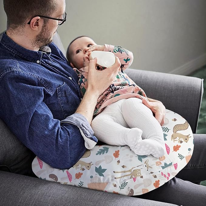 Little Grape Land Nursing Pillow, Breastfeeding Pillows, Baby Support Pillow for Nursing, Bottle Feeding, Tummy Time with Machine Washable Cover & Breathable Filling(Woodland Friends)
