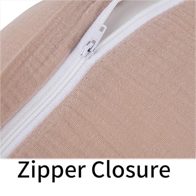 Onacosht Muslin Nursing Pillow Cover Soft 100% Cotton Feeding Pillow Slipcover Fits Standard Infant Nursing Pillow for Boy and Girl, Blush