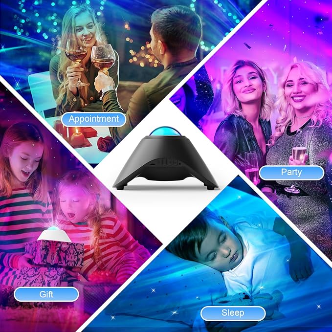 Galaxy Projector, Star Night Light Projector with Bluetooth Connection for Music and Timer and Remote Control for Kids Adults Bedroom Party Bar Decoration (Black)