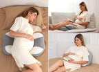 Momcozy Plus W Shaped Pregnancy Pillow for Sleeping - Adjustable Maternity Pillow for Side Sleepers - Portable Wedge Belly Support -Compact Design for Back Belly and HIPS, Grey White