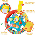 KiddoLab Steering Wheel Toy with Music,Lights,Sounds & Flip Up Mirror - Crib & Stroller Toys with Soft Fabric and Velcro Tap for Easy Attachment. Car Seat Toys for Babies and Toddlers. Ages 3 Months+
