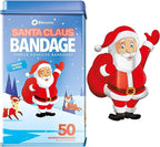 BioSwiss Bandages, Santa Claus Shaped Self Adhesive Bandage, Latex Free Sterile Wound Care, Fun First Aid Kit Supplies for Kids, 50 Count