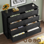 8-Drawer Dresser for Bedroom, Modern Wooden Chest of Drawers with Metal Handles, Anti-Tipping Design, Sturdy and Stable Storage Organizer for Living Room, Entryway, Home Office, Standard