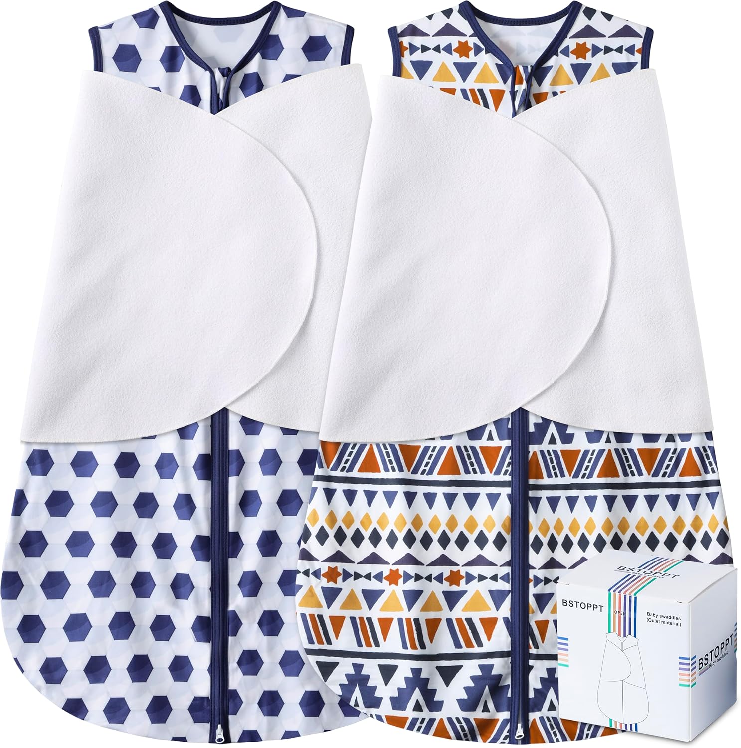 Baby Sleep Sack Baby Sleeping Bag 2-Way Zipper Toddler Wearable Blankets TOG 0.5 (Soccer & Triangles, M)