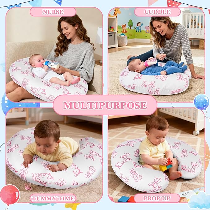 Nursing Pillow, Ergonomic Breastfeeding Pillow for Breastfeeding & Bottle Feeding, Standard Size Breathable with Washable Cover, Hypoallergenic, Tummy Time & Sitting Support