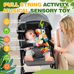 Jollybaby Musical Activity Pull String Hanging Toy for Baby Stroller Car Seat Crib Play Gym, Plush Stuffed Toucan Toy for Carseat with Music Teether Rattles, Sensory Toy for Baby Gift