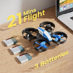 Holy Stone Mini Drone for Kids and Beginners RC Nano Quadcopter Indoor Small Helicopter Plane with Auto Hovering, 3D Flips, Headless Mode and 3 Batteries, Great Gift Toy for Boys and Girls, HS210 Blue