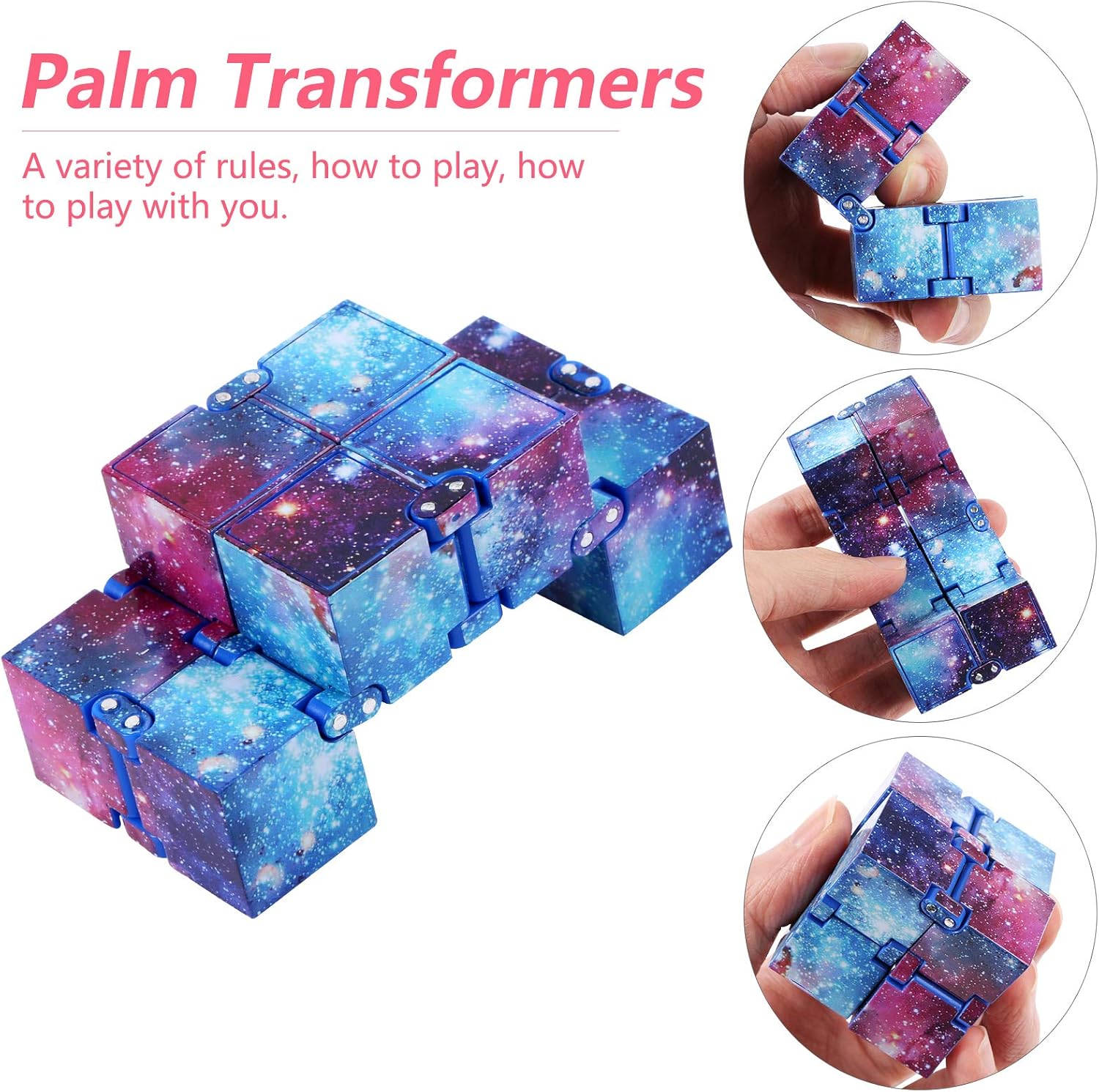 Infinity Toy Cube for Kids and Adults, Stress and Anxiety Relief Cool Hand Mini Kill Time Toys Infinite Toy Cube for Add, ADHD (Galaxy Space)