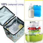 Breastmilk Cooler Bag with Ice Pack Fits 4 Baby Bottles Up to 9 Ounce Insulated Baby Bottle Bag Breast Milk Cooler on The Go with Strap Baby Bottle Cooler Bag for Nursing Mom Daycare or Travel