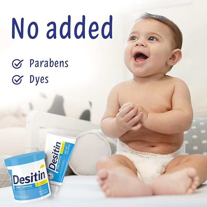 Desitin Daily Defense Baby Diaper Rash Cream with Zinc Oxide to Treat, Relieve & Prevent diaper rash, Hypoallergenic, Dye-, Phthalate- & Paraben-Free, 4.8 oz