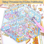 DIY 3D Sticker Scene 4 Sets of Scene Stickers Make Your Own Mini Shop Sticker Cute Miniature Cartoon Therapy Stickers for Kids Adult