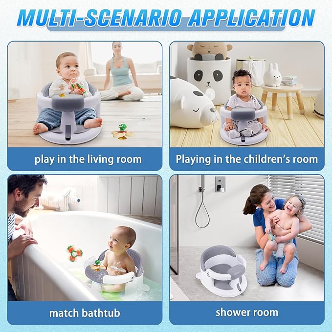 Mostop Baby Bath Seat for Babies 6 Months & Up - Non-Slip Infant Bathtub Chair with Suction Cups - Sit Up Bath Seat for Baby Toddlers - Toddler Bath for Baby Sitting Up, Easy to Clean