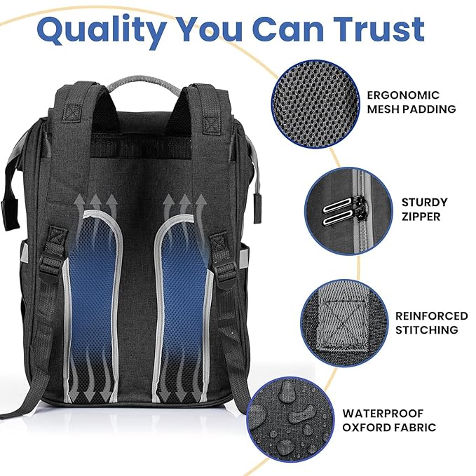 PILLANI Baby Diaper Bag Backpack - Large Bag for Boys & Girls, Waterproof Diaper Backpack - Travel Diaper Bags w/Changing Pad, Baby Registry Search & Shower Gifts - Essentials Must Haves Newborn Stuff