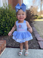 Wee Ones Girls' Plain Wrap Classic Grosgrain Hair Bows on a WeeStay No-Slip Hair Clip, Handmade, King, Blue Bird