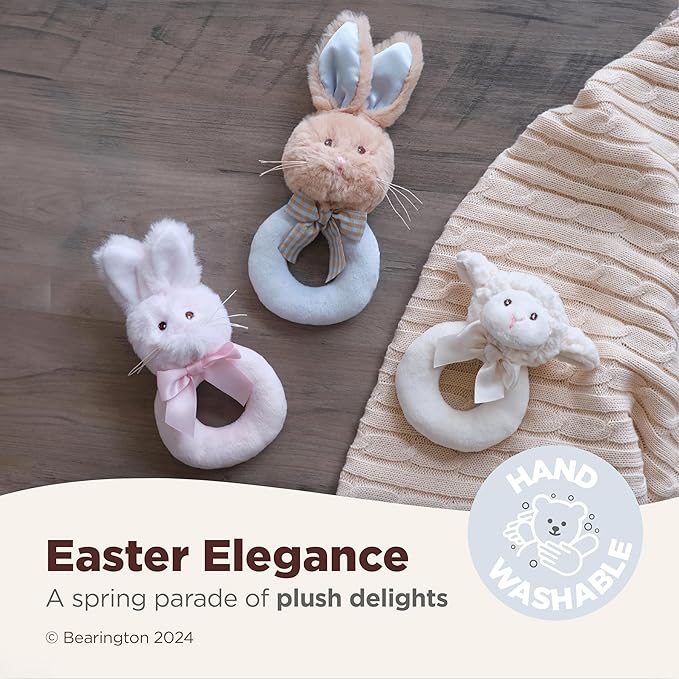 Bearington Baby Lil’ Bunny, 5.5 Inch Pink Soft Stuffed Easter Bunny Rattle, Baby Easter Gifts - Newborn Toy