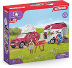 Schleich Horse Club - 110 PC Car and Trailer Tent Camping Playset with Fun Horse and Rider Figures for Girls and Boys - Realistic Toy Figurines and Accessories for Kids Ages 5+ | 42535