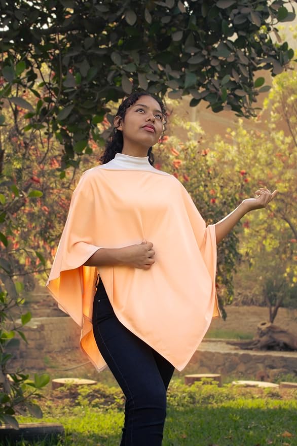Privacy Nursing Cover Poncho Peruvian Pima Cotton – Soft Peach 4-in-1: Breathable Shawl, Breastfeeding Accessories, Pumping Accessories, Scarf, Summer Nursing Cover Up.
