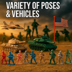 Liberty Imports Army Men Toy Soldiers Playset Bucket – WWII Action Figures with Military Vehicles, Accessories & Flags – Kids Imaginative Battle Toy Set (124 PCS - Soldiers + Mini Vehicles)