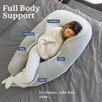 Plufl Hugl Cooling Body Pillow for Adults Made with Memory Foam | U Shaped Maternity Pillows Great for Side Sleepers & Pregnant Women | Washable Cover | Grey