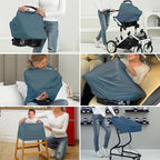 Breathable Car Seat Cover for Babies – Multi-Purpose Soft Rayon Nursing Cover for Breastfeeding, High Stretchy Infant Carseat Canopy, Stroller Cover (Smooth Rayon, Blue)