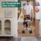 Babelio Baby Gate for Stairs & Doorways, 26-43" W 28" H No Bottom Bar| Easy Installation| One-Handed Operation| Auto-Close| Hardware Mount (Drill Needed) Safety Dog/Pet Gate (Brown Wood Pattern)