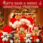 HyDren 12 Pack Bear Stuffed Animals 10 Inch Operation Christmas Bulk Items Small Bear Party Favors Plush Toys for Baby Shower Centerpiece Christmas Birthday Gifts(White, Light Brown)