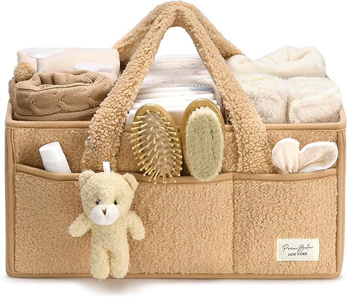 PeraBella Diaper Caddy Organizer for Changing Table, Storage Basket for Wipes, Gift for Baby Shower, Car Organizer, Nursery Organizer, Portable Storage