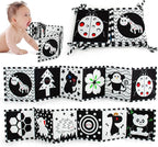 Cawgug Black and White High Contrast Baby Toys for Newborn Brain Development Tummy Time Soft Book Babies 0-3 6-12 Months Montessori Learning Activities Infant and Sensory Visual Stimulation Toys