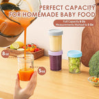 DRKIO 12 Pack Glass Baby Food Storage Containers - 8 Oz Baby Food Jars with Lids Baby Food Maker Microwave Dishwasher Freezer Safe 100% Leak Proof BPA Free Reusable