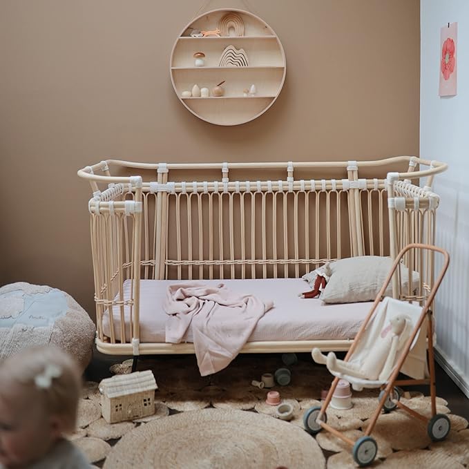 mushie Extra Soft Muslin Fitted Crib Sheet | 192 Thread Count | 28"x 52" (Blush)