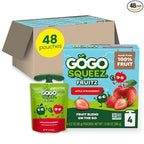 GoGo squeeZ Applesauce and Fruit Puree, Apple Strawberry, 3.2 oz (Pack of 48), Unsweetened Fruit Snacks for Kids, Gluten Free, Nut Free, Recloseable Cap, BPA Free Pouches (Packaging May Vary)
