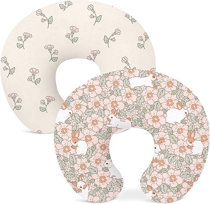 Nursing Pillow Covers 2 Pack, Breastfeeding Pillow Slipcovers Soft and Stretchy, Nursing Covers for Baby Girls Boys Newborn