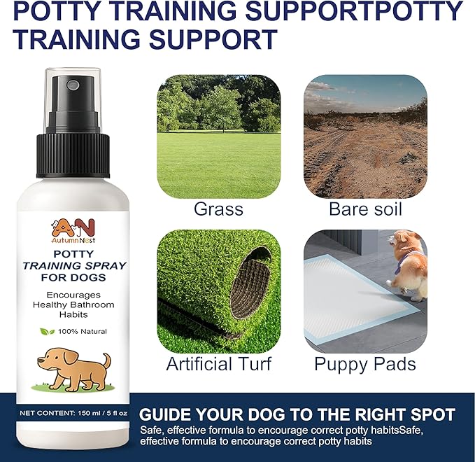 Potty Training Spray for Dogs – 5 fl oz /150ml Dog Pee Training Aid for Puppies & Adults Dogs– Helps Guide Dog to Pee Pads or Designated Areas – Safe Plant-Based Attractant for Indoor & Outdoor Use