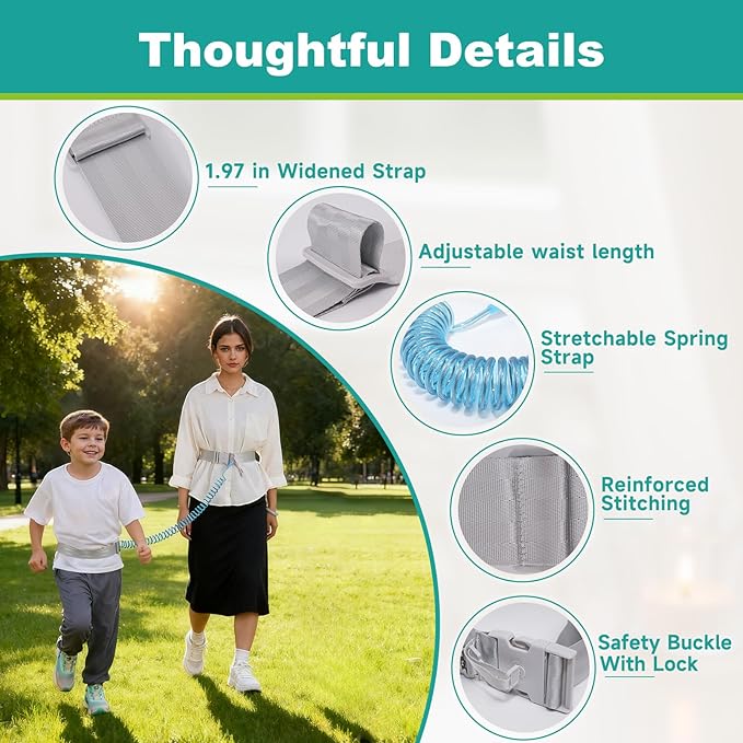 Toddler Leash for Hands-Free Safety Walking, Leash for Kids with Key Lock, Safety Walking Harness for Toddlers, Adjustable Child Leash for Boys and Girls to Outdoor Travel (Blue)