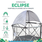 Baby Delight Go with Me Eclipse Deluxe Portable Playard | Playpen | Sun Canopy | Indoor and Outdoor | Ultra Padded Nylon Floor | Elephant Grey