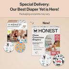 The Honest Company Clean Conscious Diapers for Delicate Skin | Up to 100% Leakproof | Hypoallergenic, Fragrance Free | Gender Neutral | Super Club Box, Size 4 (22-37 lbs), 104 Count (Prints May Vary)
