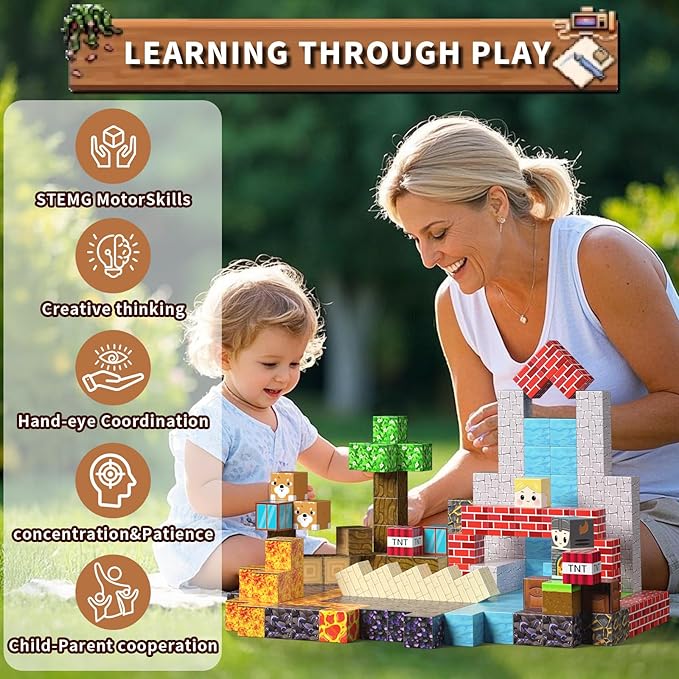 Magnetic Blocks, Magnetic Building Blocks, 3D Construction Build Toys, STEM Sensory Magnet Cubes (Multicolor-100PCS)